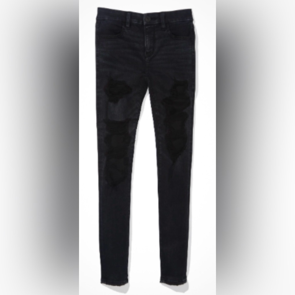 American Eagle Outfitters Black Distressed Skinny Jeans